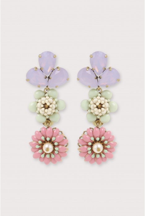 boucles d'oreilles camelia trefle mauve